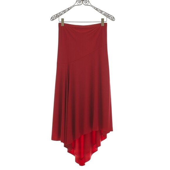 NWT Superdown Jaqualina Vibrant Red Asymmetrical Midi Skirt S Statement Skirt - Picture 2 of 10